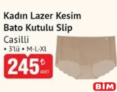 CASİLLİ KADIN LAZER KESİM BATO KUTULU SLİP KÜLOT 3'LÜ